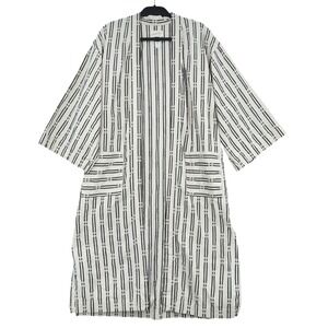 Universal Thread Kimono Cardigan Womens OSFM Cotton Rayon Striped Cream Black